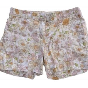 Brooks Brothers Cotton Stretch 4” Chino White‎ Floral Short Shorts Size 2 EUC